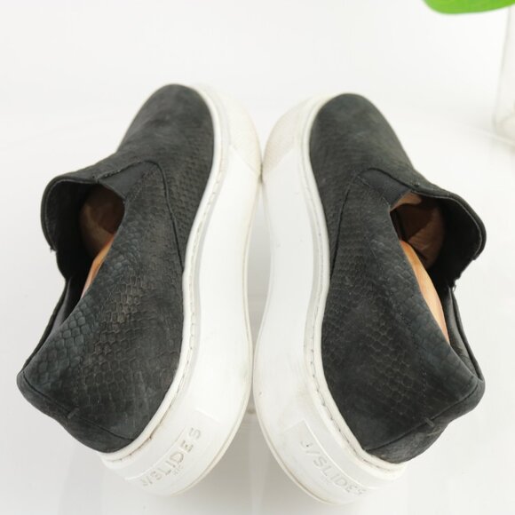 JSlides Womens Jibbie Slip On Shoe Size 8.5 Black Leather Python Platform Sporty - Picture 6 of 12